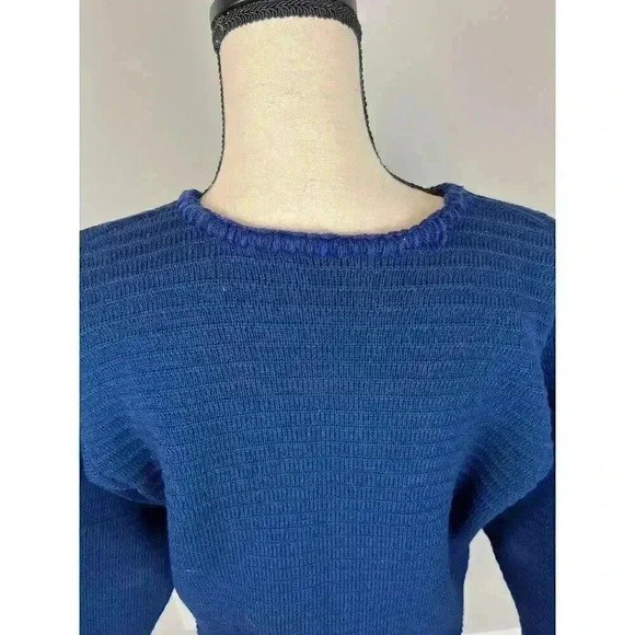 Vtg Tally-Ho Cardigan Jacket Embroidered Floral Navy Blue Knitted Women's M - Picture 7 of 14